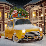 Christmas Yellow Car And House Photo Backdrop IBD-246992 size: 10x10