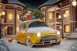 Christmas Yellow Car And House Photo Backdrop IBD-246992 size: 10x6.5