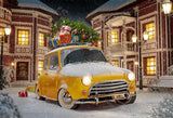 Christmas Yellow Car And House Photo Backdrop IBD-246992 size: 7x5
