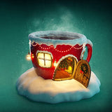 Creative Christmas Cup House Photo Backdrop IBD-246994 size: 10x10