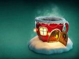 Creative Christmas Cup House Photo Backdrop IBD-246994 size: 6.5x5
