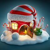 Creative Christmas Cup House Photo Backdrop IBD-246996 size: 10x10