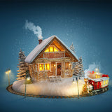 Christmas Gingerbread House Photo And Train Backdrop IBD-246997 size: 10x10