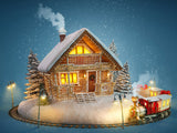 Christmas Gingerbread House Photo And Train Backdrop IBD-246997