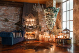 Christmas Interior Decoration Fireplace Backdrop IBD-246999 10ft to 6.5ft