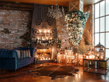 Christmas Interior Decoration Fireplace Backdrop IBD-246999 6.5ft to 5ft