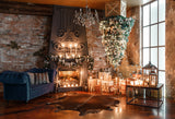 Christmas Interior Decoration Fireplace Backdrop IBD-246999 7ft to 5ft