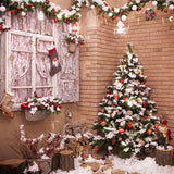 Vintage Christmas  Tree And Window Backdrop IBD-247001 10ft to 10ft
