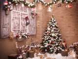 Vintage Christmas  Tree And Window Backdrop IBD-247001