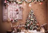 Vintage Christmas  Tree And Window Backdrop IBD-247001 7ft to 5ft