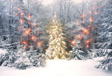 Snow Background Christmas Tree Decoration Backdrop Christmas Backdrop IBD-H19153 size:2.2x1.5