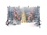Snow Background Christmas Tree Decoration Backdrop Christmas Backdrop IBD-H19153