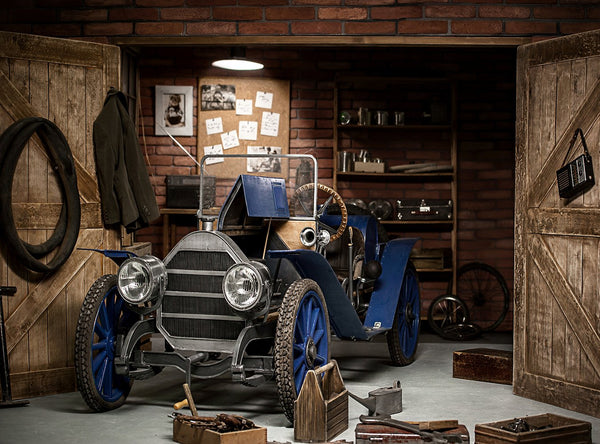 Men's Hobbies Background Vintage Car in Garage Photographic Backdrop I ...
