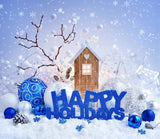 Merry Christmas  Light Blue Background Festival Backdrops For Home Decor IBD-19226