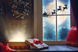 Mysterous Gift Box And Window Christmas Backdrops IBD-19206