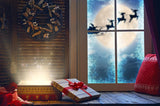 Mysterous Gift Box And Window Christmas Backdrops IBD-19206