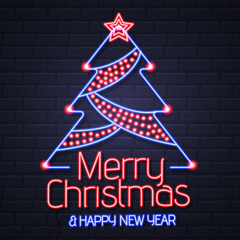 Neon Christmas Tree Background Custom Backdrops IBD-19423