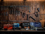 Old Garage Style Tool Shelf Display Photography Background for Men IBD-20102 - iBACKDROP-For Photography, Garage, Men's Hobbies, Old Garage Style Tool, photographic backdrop paper, Photography Background, Shelf Display, Wood Backdrops