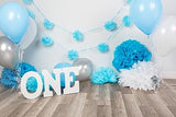 One-year-old Children's Blue Birthday Background Photography Backdrops IBD-19546