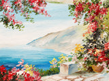 Painting Colorful Flowers in Summer Seascape Background Photography Backdrops IBD-19824