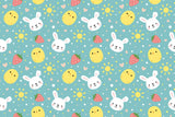 Rabbit Chicken Strawberry Cartoon Background Children Backdrops IBD-19289