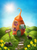 Rabbits and House Easter Backdrops For Photography IBD-24477