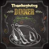 Roast Turkey Chalk  Background Thanksgiving Day Backdrops