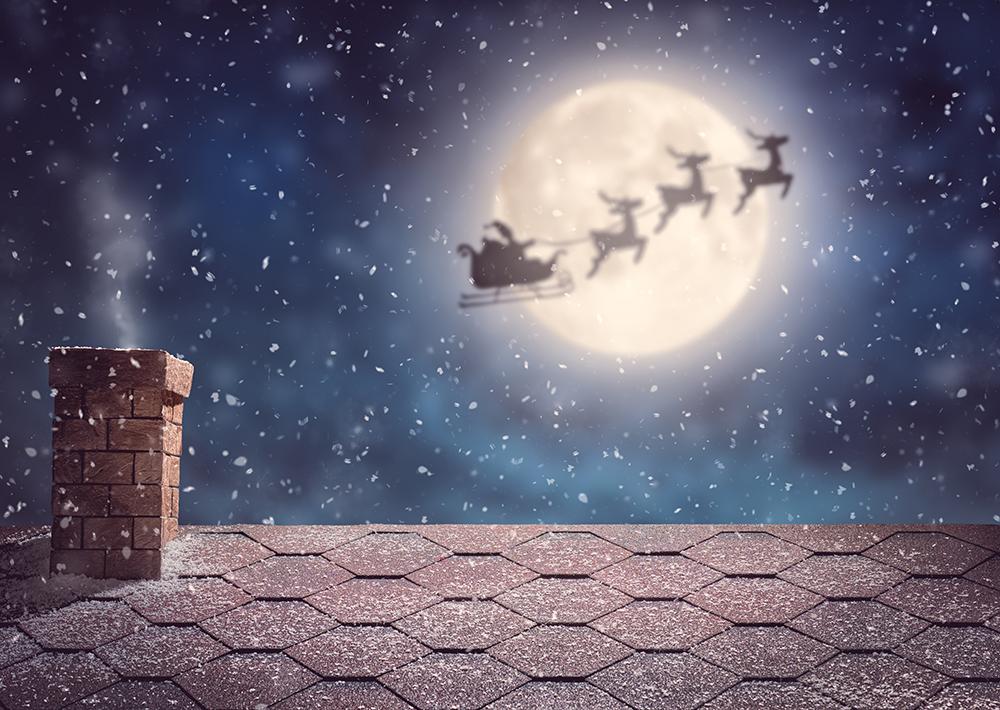 Roof under Santa Claus Christmas Backdrops for Party Ideas IBD-19241