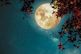 Round Moon and Leaves Background Thanksgiving Day Backdrops IBD-19620