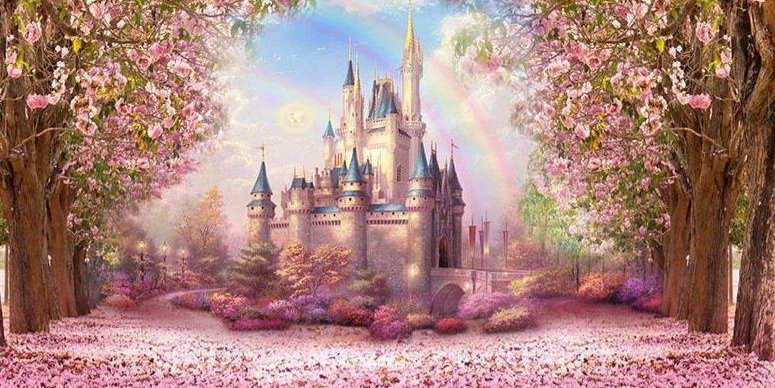 Castle Backdrops Trees Backdrops Pink Backgrounds S-2711 size:6x3