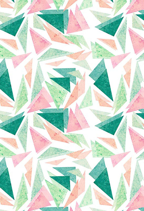 Polka Dot Printed Backdrops Triangles Background Pink And Green Backdrops S-2851