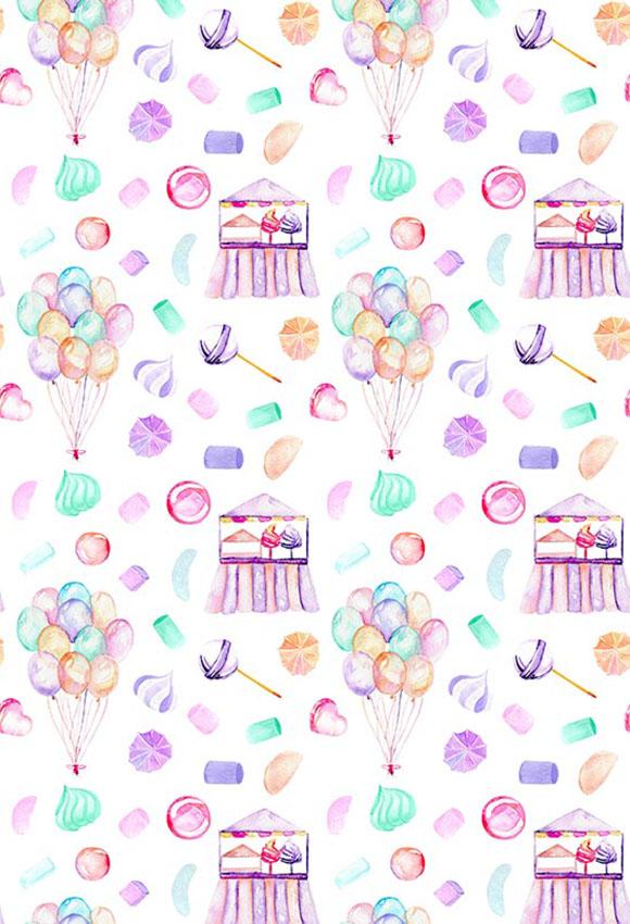Polka Dot Printed Backdrops Balloons Backgrounds Purple Backdrop S-2865