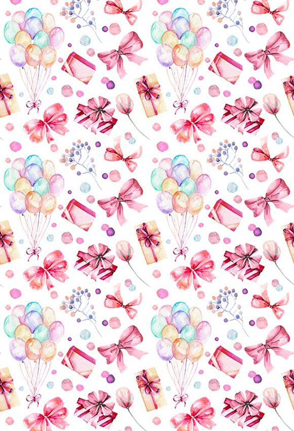 Polka Dot Printed Backgrounds Balloons Backdrop Pink Backdrop S-2869