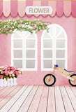 Window And Door Backdrops Pink Backdrop Bike Background S-3025