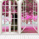 Window Backdrops Flowers Pink Backgrounds S-3048