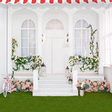 Door Backdrops Flowers Backdrop Green And White Background S-3050