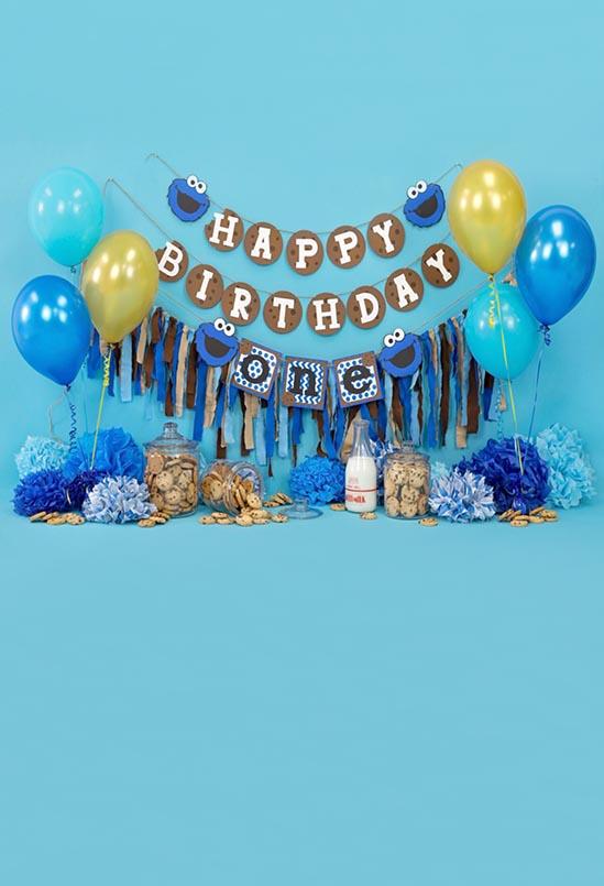 Birthday Party Background Balloons Backdrop Blue Backdrops S-3091