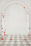 Plaid Background Flowers Backdrops White Backdrp S-3121