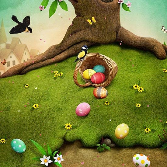 Patterned Backdrops Colored Eggs Background Easter Backdrops S-3185 - iBACKDROP