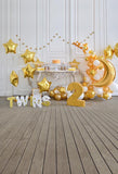 Birthday Background Golden Backdrops Two Years Old Backdrop S-3189