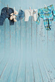 Blue Backdrop Wooden Backgrounds Custom Vintage Backdrops S-3228