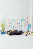 Easter Backdrops White Backdrop Themed Rabbits Background S-3238