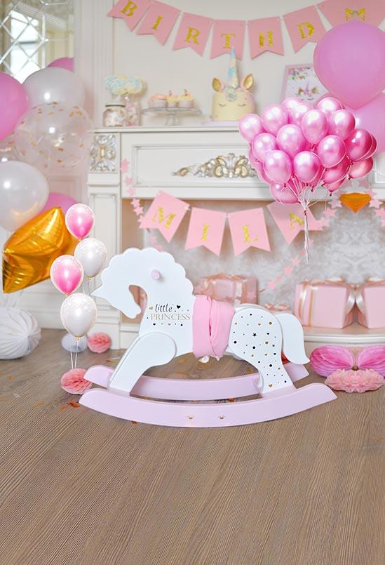 Birthday Party Background Balloons Backdrop Pink Backdrops S-3248