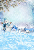 Festival Backdrops Christmas Backdrops Snow Man Background S-3252