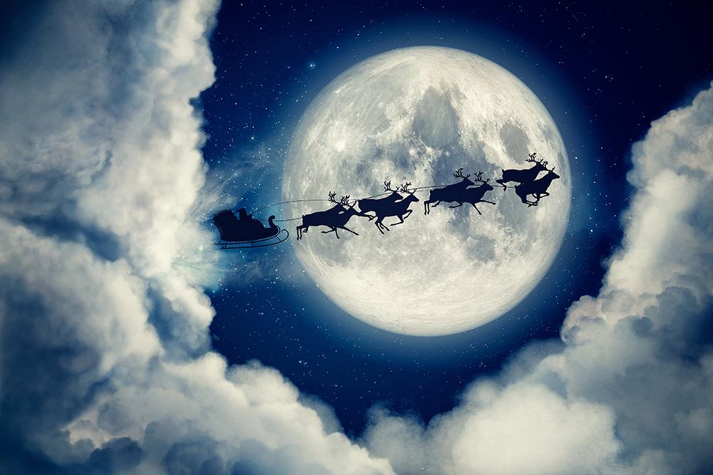 Santa Claus in the Moon Background Christmas Backdrops IBD-19229