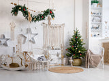 Simple Modern Style Christmas Decoration White Swing Closet Photography Backdrops IBD-24207