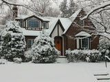 Snow And Wood Cottage Architecture Backdrop For Photography IBD-24433