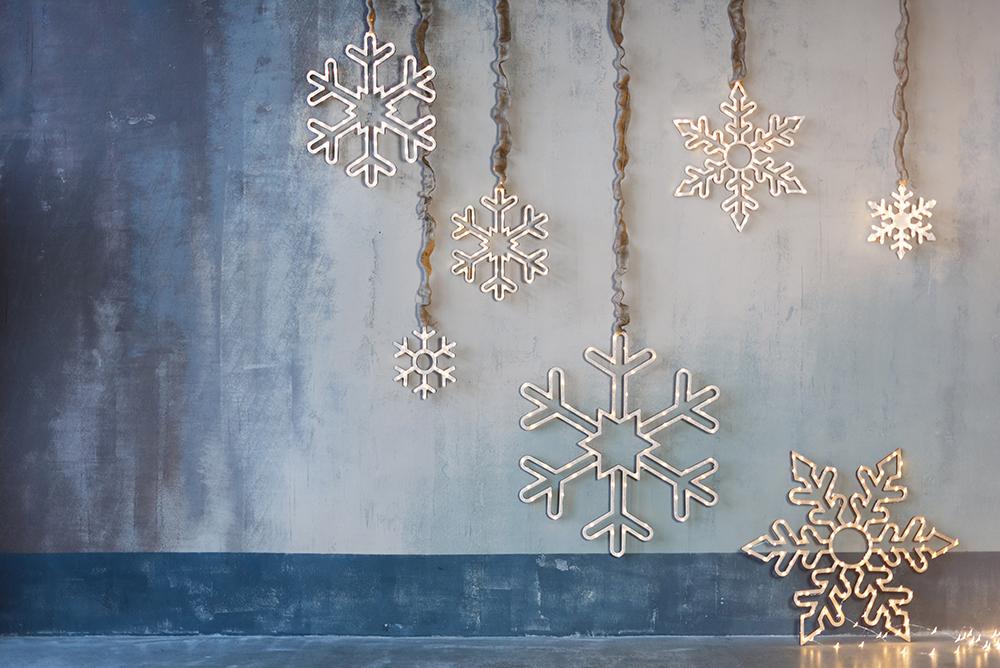 Snow Decorated Wall Background Christmas Backdrops IBD-19422