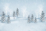 White Snowfield Winter Christmas Forest Tree Snow Backdrop IBD-24165