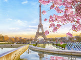 Spring Morning Scenery Background Eiffel Tower Paris French Landmark Photography Backdrop IBD-20075